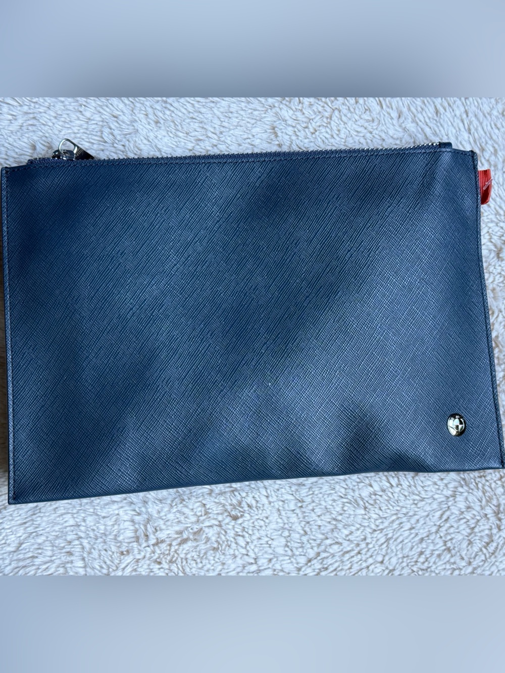 Official BMW Lifestyle Saffiano Leather Pouch Travel Clutch Blue